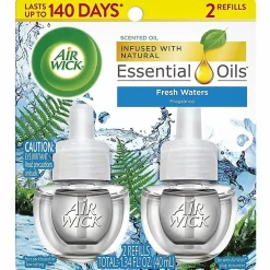 Air Wick Scented Oil Warmer Refills, 0.67 Oz, Fresh Waters, 2 Refills Per Pack, Carton Of 6 Packs