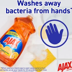 AJAX Triple Action Dish Liquid, 52 Oz, Orange, Carton Of 6 Bottles