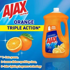 AJAX Triple Action Dish Soap - 90 fl oz (2.8 quart) - Orange Scent - Pleasant Scent, Phosphate-free, Kosher-free - Orange - 1 Each