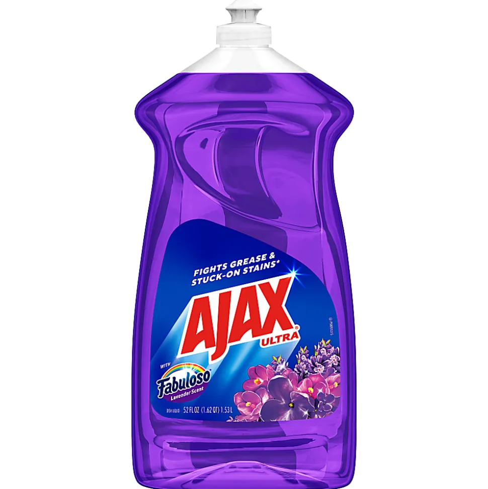 AJAX Ultra Liquid Dish Soap With Fabuloso, Lavender Scent, 52 Oz, Carton Of 6 Bottles