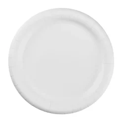 AJM Premium Coated Round Paper Plates, 9" Diameter, White, Pack Of 125