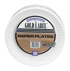 AJM Premium Gold Label® Coated Paper Plates, 9