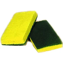 All-Purpose Scrubbing Pad Sponges, Tellow/Green, Box Of 20