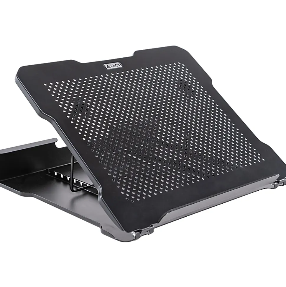 Allsop® Adjustable Metal Laptop Stand, 2-1/2"H x 13-7/16"W x 11-1/2"D, Black