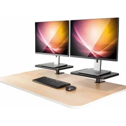 Allsop Ascend Metal/Wood Adjustable Monitor Stands, 5-3/4”H x 15”W x 9-1/4”D, Brown, Set Of 2 Stands