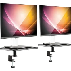 Allsop Ascend Metal/Wood Adjustable Monitor Stands, 5-3/4”H x 15”W x 9-1/4”D, Brown, Set Of 2 Stands