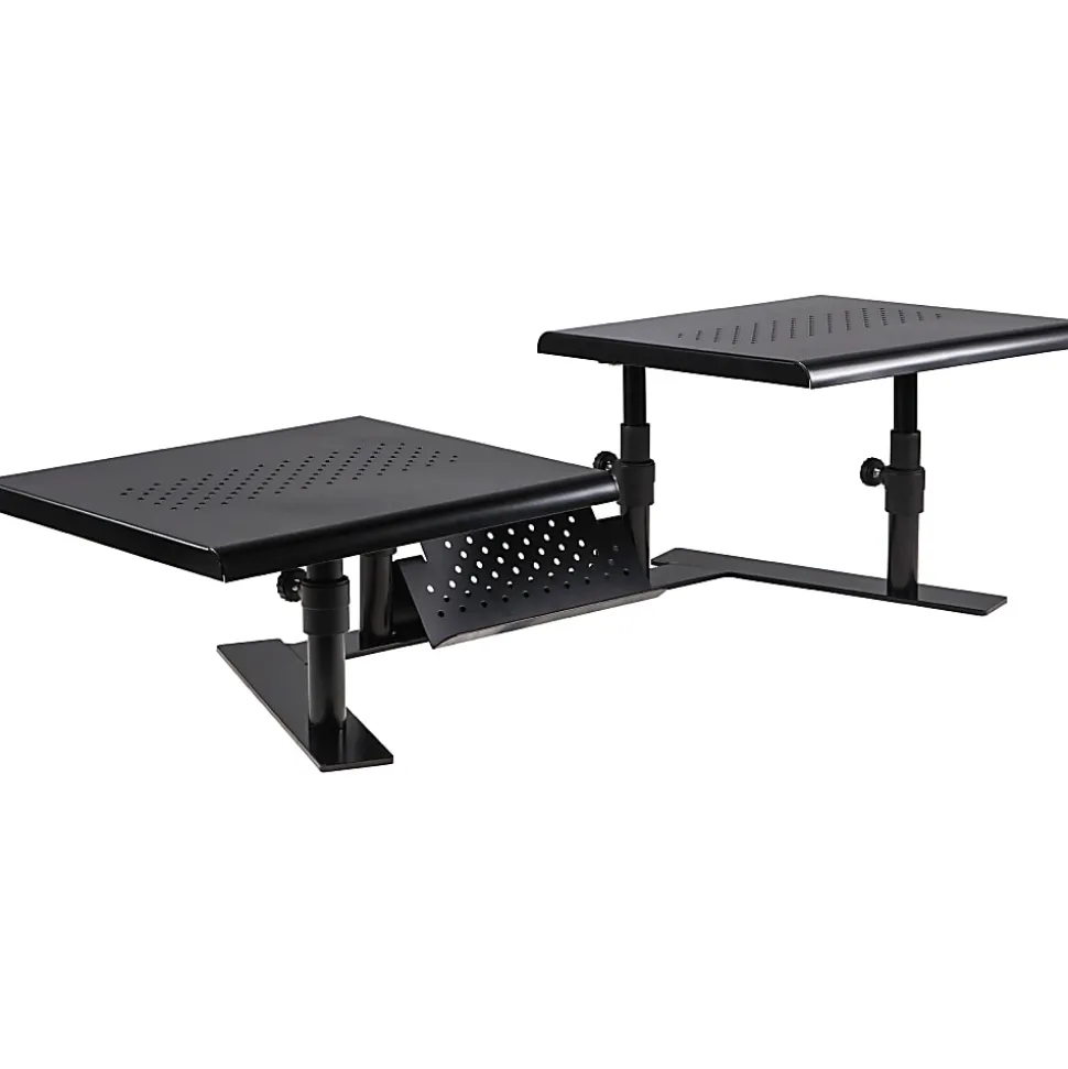 Allsop ErgoTwin Steel Dual Monitor Stand For Monitors Up To 24", 6-2/10"H x 32"W x 14"D, Pearl Black