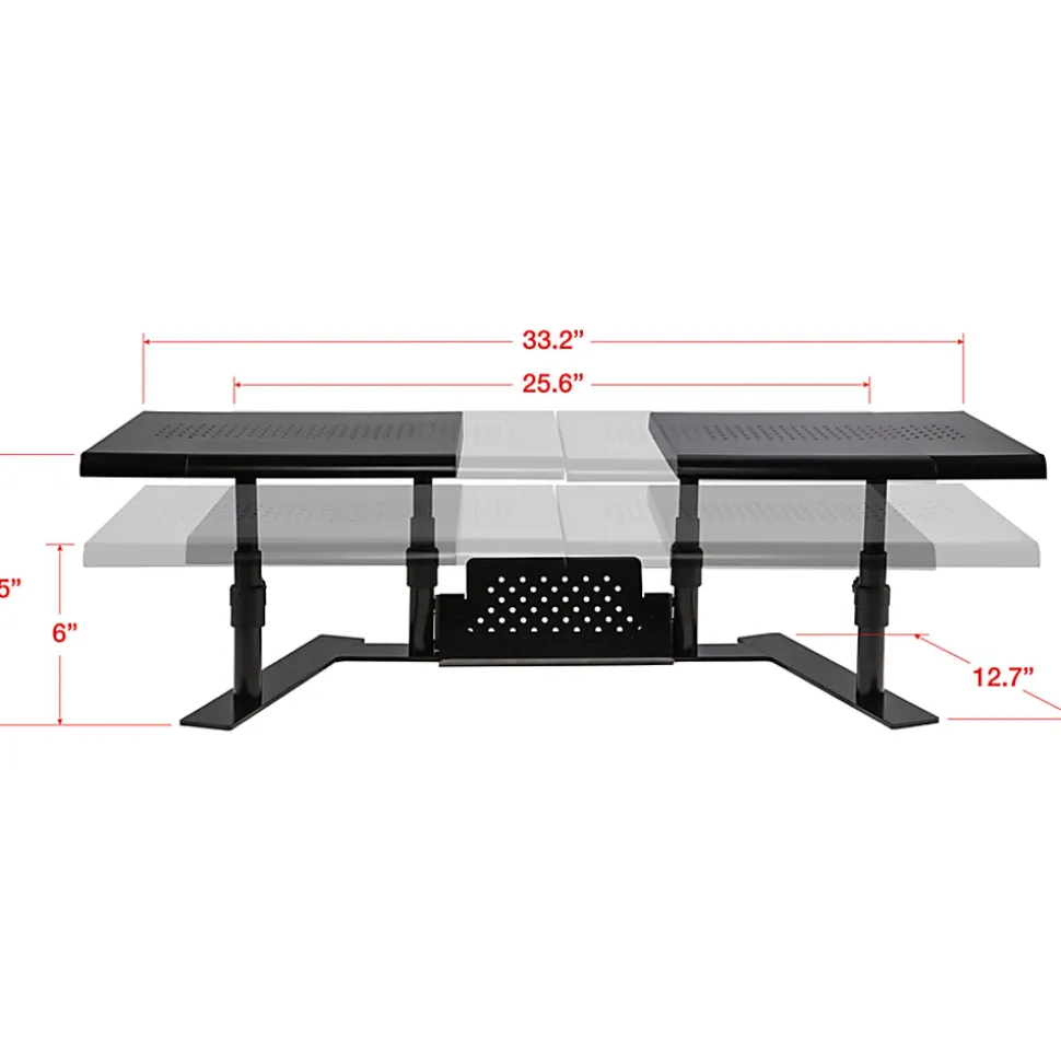 Allsop ErgoTwin Steel Dual Monitor Stand For Monitors Up To 24", 6-2/10"H x 32"W x 14"D, Pearl Black