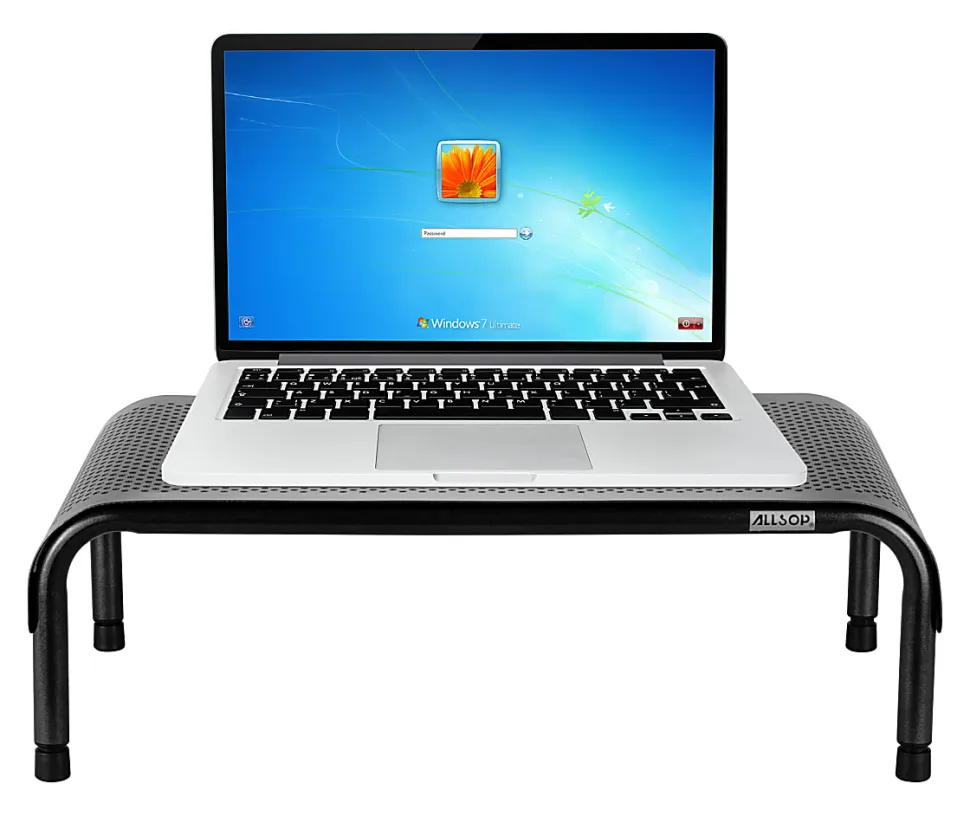 Allsop® Metal Art Ergo3 Adjustable Monitor Stand, 6"H-8"H x 18"W x 10"D, Black, 31630