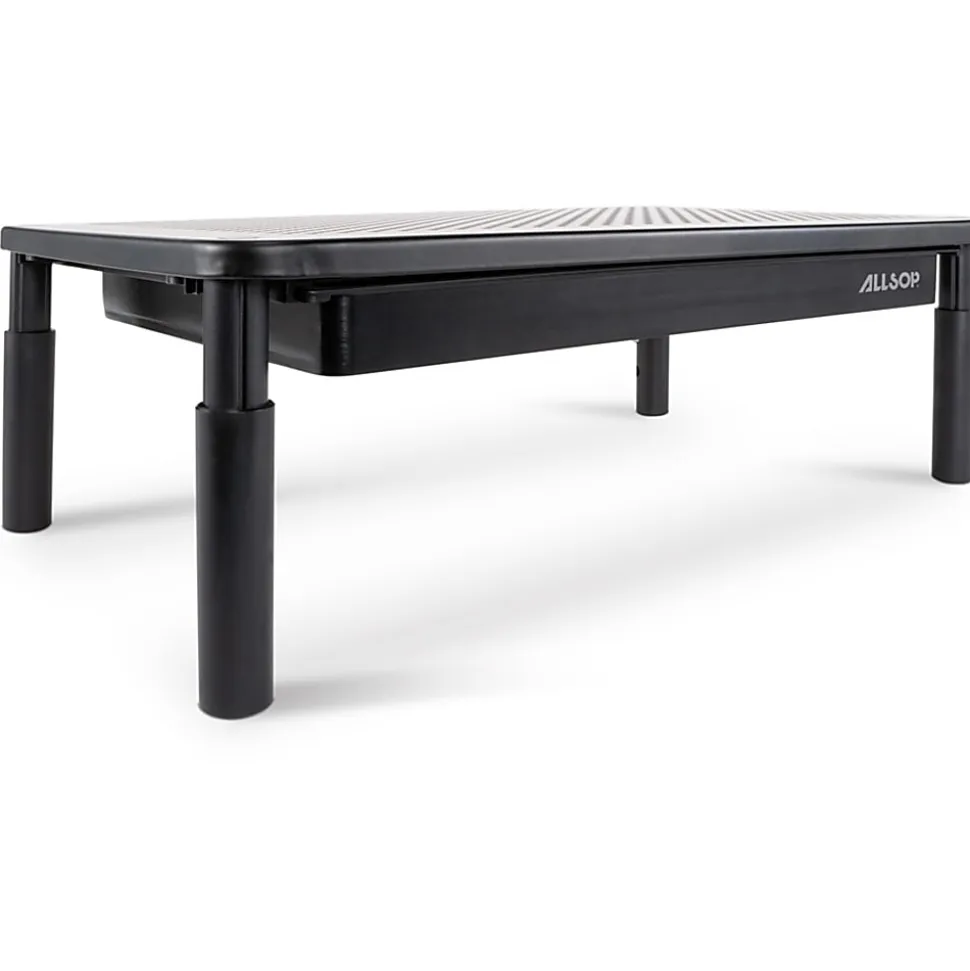 Allsop Metal Art Tri-Level Monitor Stand - Up to 27" Screen Support - 30 lb Load Capacity - Powder Coated - Metal - Black