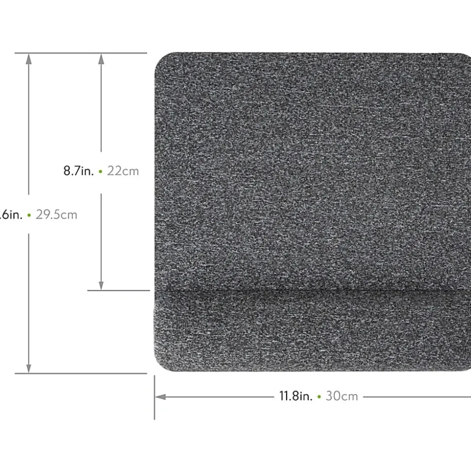 Allsop® Premium Plush Memory Foam Wrist Rest, Mousepad, 1-7/8"H x 11-5/8"W x 11-13/16"D, Gray