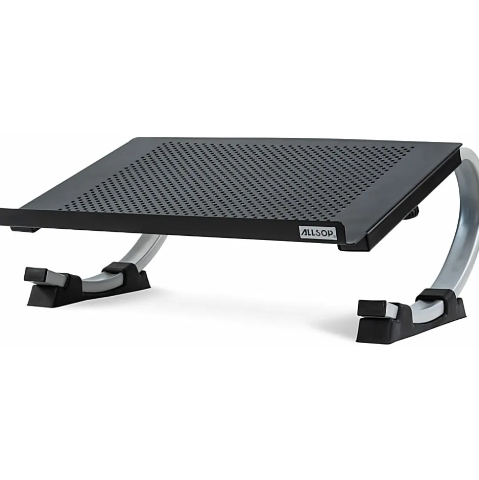 Allsop® Redmond Adjustable Curve Laptop Stand, 5”H x 14-3/4”W x 11-1/2”D, Black/Silver
