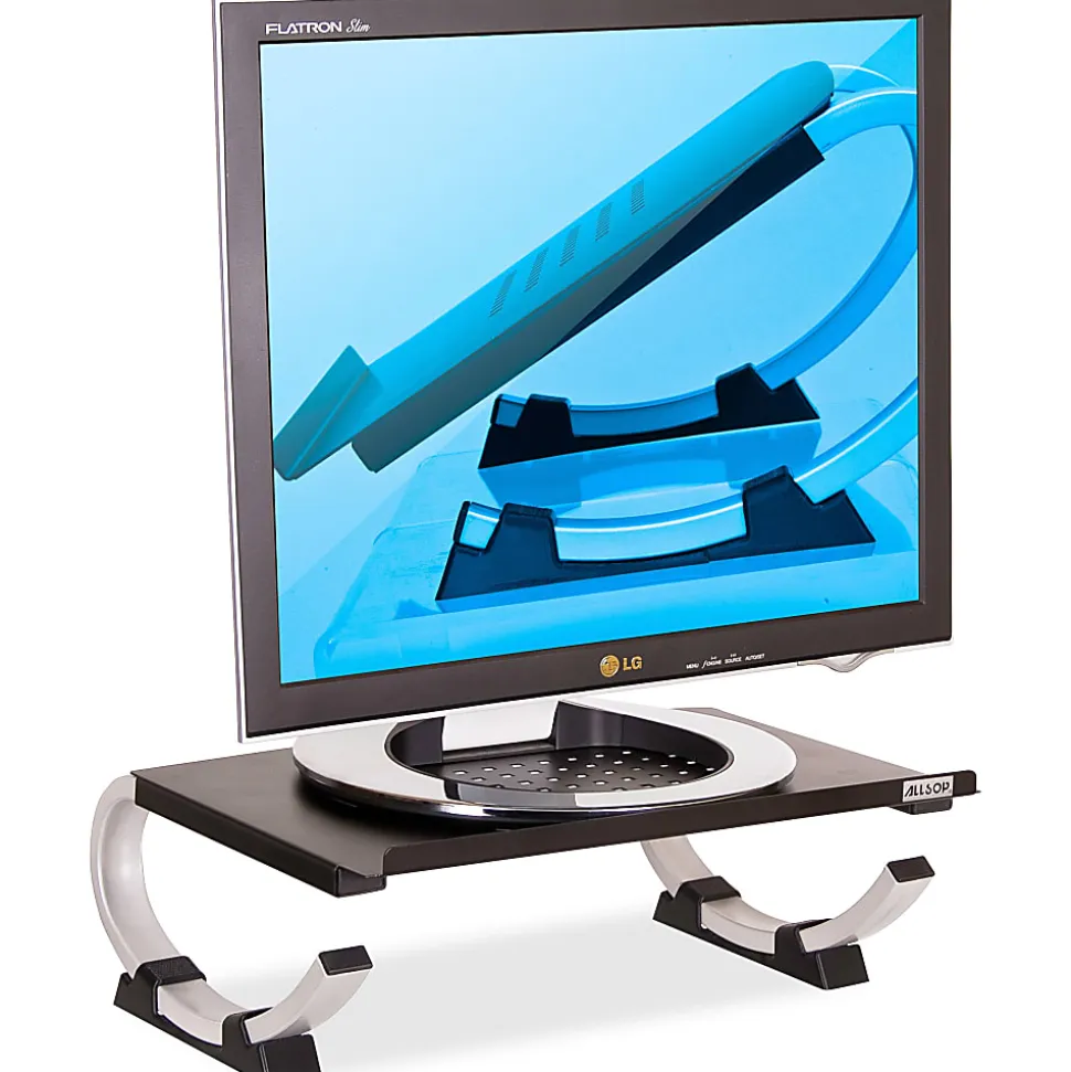Allsop® Redmond Adjustable Curve Laptop Stand, 5”H x 14-3/4”W x 11-1/2”D, Black/Silver