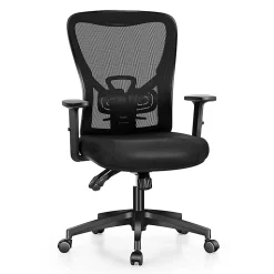 ALPHA HOME Ergonomic Fabric Mid-Back Office Task Chair With Lumbar Support, Black