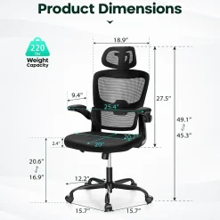 ALPHA HOME Ergonomic Mesh High-Back Task Chair, Black