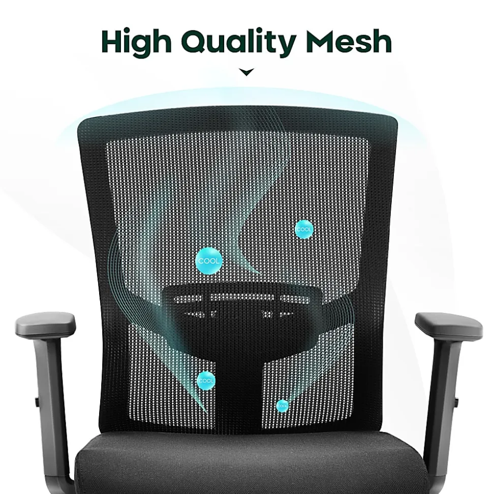 ALPHA HOME Ergonomic Mesh Mid-Back Office Task Chair, Black