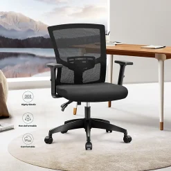 ALPHA HOME Ergonomic Mesh Mid-Back Office Task Chair, Black