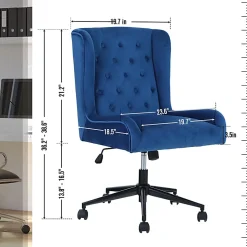 ALPHA HOME Leisure Velvet Mid-Back Task Chair, Blue