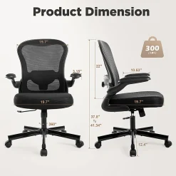 ALPHA HOME Mesh Swivel Office Task Chair with Armrest