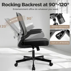 ALPHA HOME Mesh Swivel Office Task Chair with Armrest