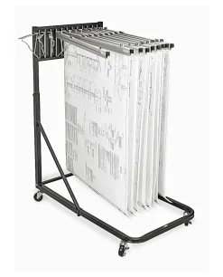 Alpine AdirOffice Blueprint Vertical File Rolling Stand, 46”H x 27”W x 28-1/2”D, Black