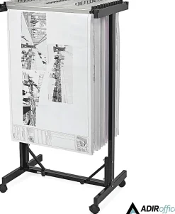 Alpine AdirOffice Expandable Blueprint Mobile Plan Center, 51”H x 29”W x 20-1/2”D, Black