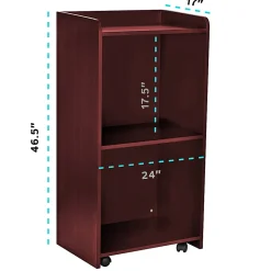 Alpine AdirOffice Hostess Floor Stand With Wheels, 46”H x 22-1/2”W x 16-9/16”D, Mahogany