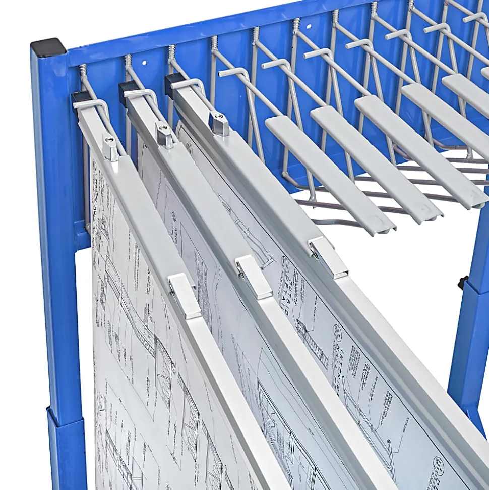 Alpine AdirOffice Large Blueprint Vertical File Rolling Stand, 46”H x 27”W x 28-1/2”D, Blue