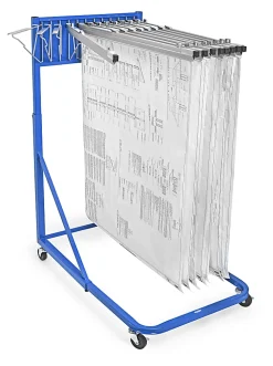 Alpine AdirOffice Large Blueprint Vertical File Rolling Stand, 46”H x 27”W x 28-1/2”D, Blue
