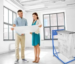 Alpine AdirOffice Large Blueprint Vertical File Rolling Stand, 46”H x 27”W x 28-1/2”D, Blue