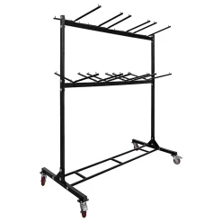 Alpine AdirOffice 1,000 Lb 2-Tier Steel Folding Chair Cart, 76-1/8"H x 67-3/4"W x 33-1/8"D, Black
