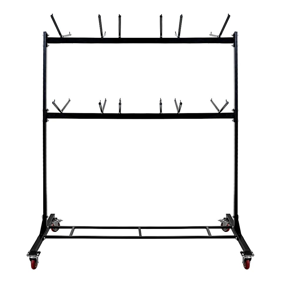 Alpine AdirOffice 1,000 Lb 2-Tier Steel Folding Chair Cart, 76-1/8"H x 67-3/4"W x 33-1/8"D, Black