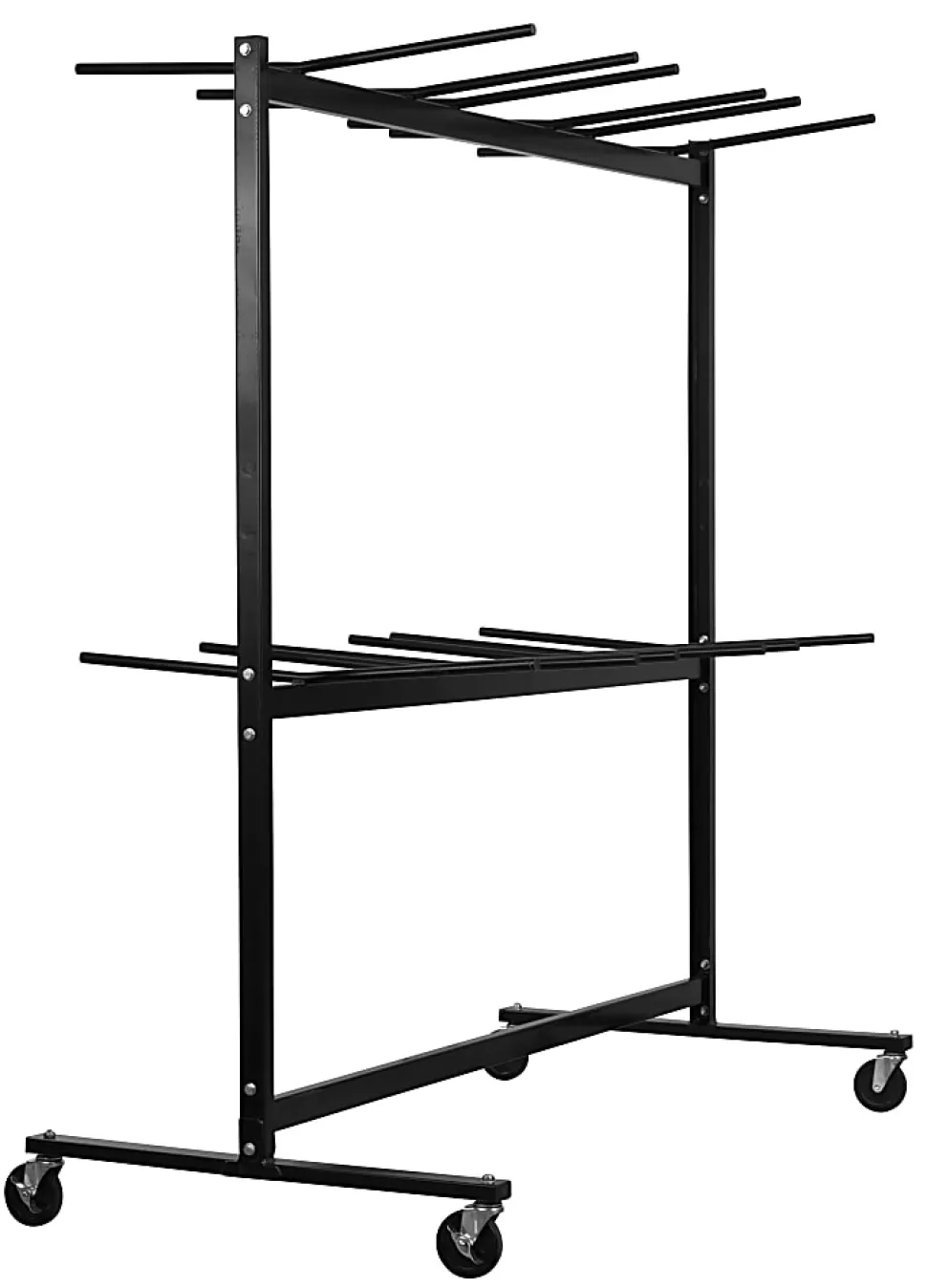 Alpine AdirOffice 1,000 Lb 2-Tier Steel Folding Chair Cart, 76-1/8"H x 67-3/4"W x 33-1/8"D, Black