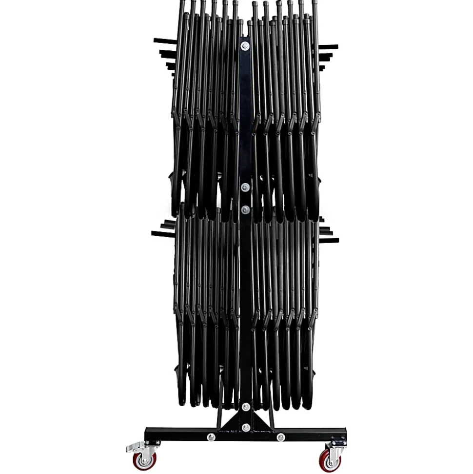 Alpine AdirOffice 1,000 Lb 2-Tier Steel Folding Chair Cart, 76-1/8"H x 67-3/4"W x 33-1/8"D, Black