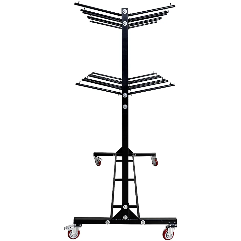 Alpine AdirOffice 1,000 Lb 2-Tier Steel Folding Chair Cart, 76-1/8"H x 67-3/4"W x 33-1/8"D, Black