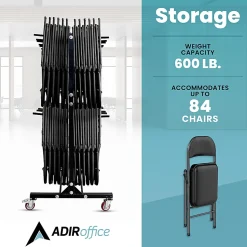 Alpine AdirOffice 1,000 Lb 2-Tier Steel Folding Chair Cart, 76-1/8