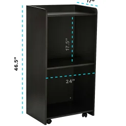 Alpine AdirOffice Mobile Presentation Floor Lectern Stand With Shelves, 46”H x 24”W x 17”D, Black