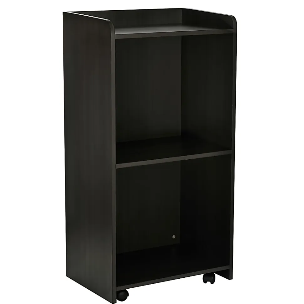 Alpine AdirOffice Mobile Presentation Floor Lectern Stand With Shelves, 46”H x 24”W x 17”D, Black