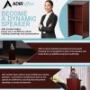 Alpine AdirOffice Stand-Up Floor Podium Lectern, 45-13/16”H x 23”W x 15”D, Mahogany