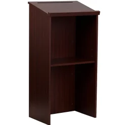 Alpine AdirOffice Stand-Up Floor Podium Lectern, 45-13/16”H x 23”W x 15”D, Mahogany