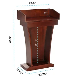 Alpine AdirOffice Stand-Up Floor Podium Lectern With Drawer And Storage Area, 43-5/16”H x 27-9/16”W x 14”D, Cherry