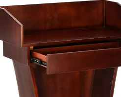 Alpine AdirOffice Stand-Up Floor Podium Lectern With Drawer And Storage Area, 43-5/16”H x 27-9/16”W x 14”D, Cherry