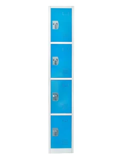 Alpine AdirOffice 4-Tier Steel Lockers, 72"H x 12"W x 12"D, Blue, Pack Of 2 Lockers