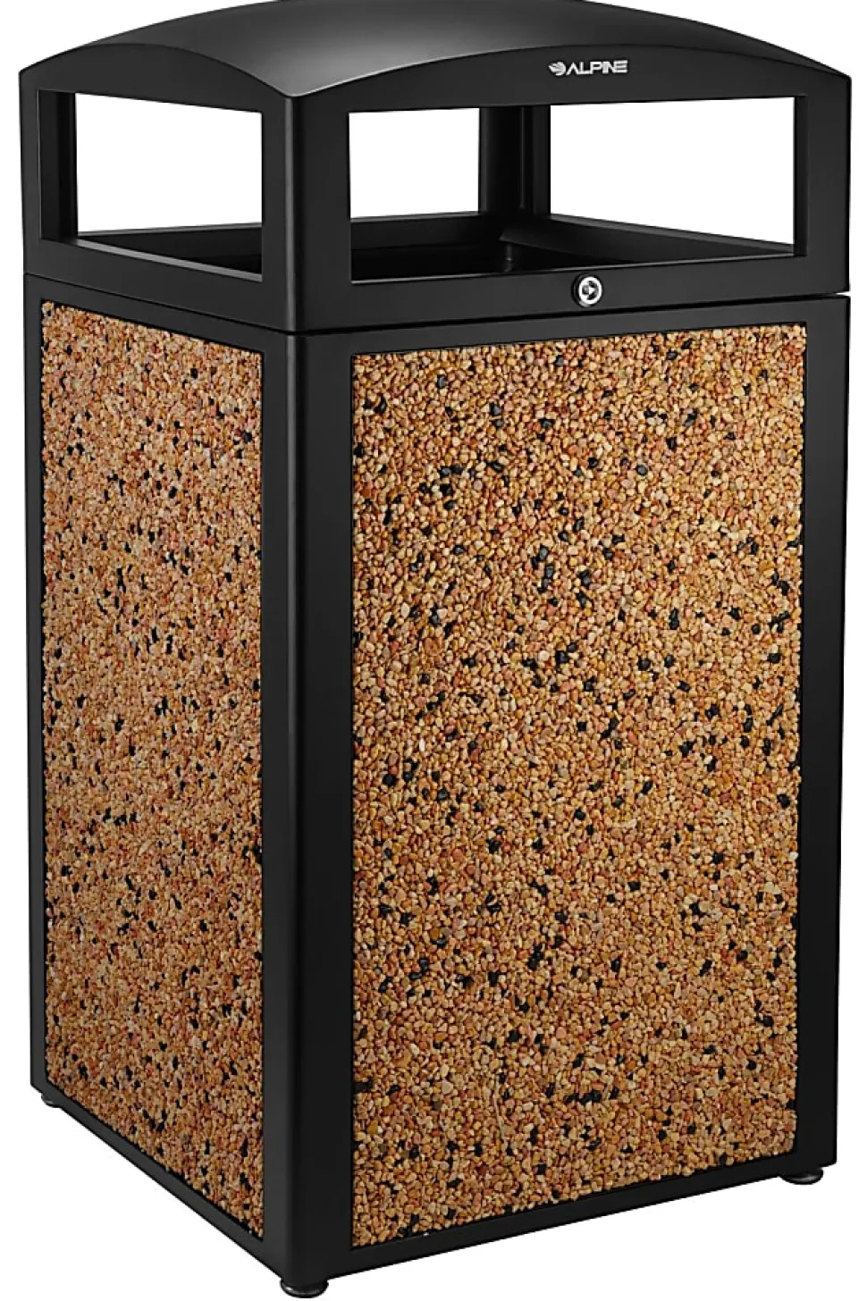 Alpine All-Weather 40-Gallon Outdoor Commercial Trash Can, With Lid, Stone