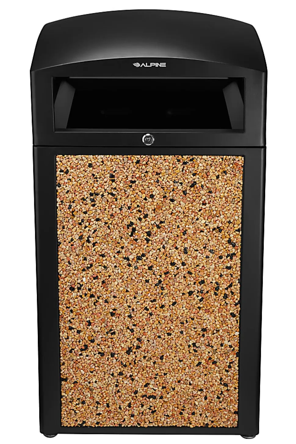 Alpine All-Weather 40-Gallon Outdoor Commercial Trash Can, With Lid, Stone