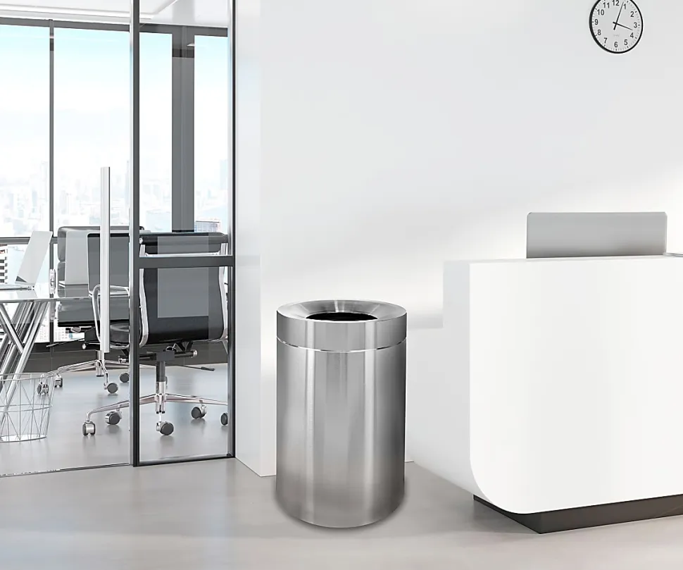 Alpine Commercial Indoor Trash Can, 50 Gallon, Stainless Steel