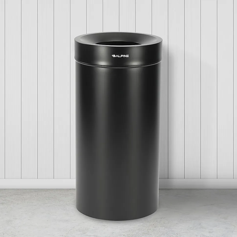 Alpine Industries Stainless Steel, Indoor Trash Can, 27 gallons, Black, 2/Pack (475-27L-BLK)