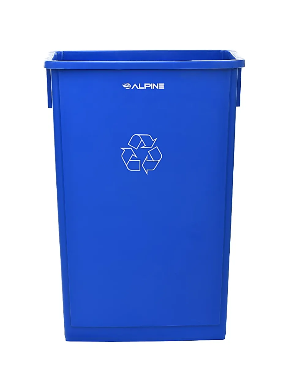 Alpine Industries Trash Can Recycle Bin With Drop Slot Lid, 23 Gallons, Blue