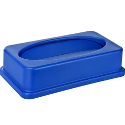 Alpine Industries Trash Can Recycle Bin With Drop Slot Lid, 23 Gallons, Blue