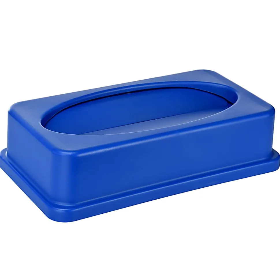 Alpine Industries Trash Can Recycle Bin With Drop Slot Lid, 23 Gallons, Blue